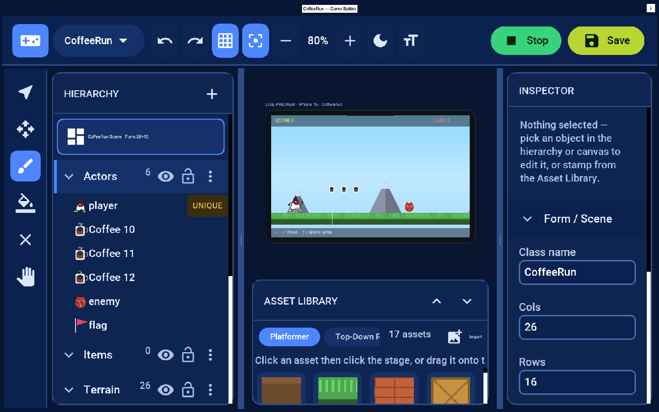 Playing Duke&rsquo;s Coffee Run in the editor